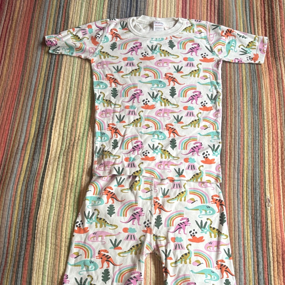 Hanna Andersson Multicolor Dinosaur Print Kids Pajamas 12 150cm - Picture 3 of 4